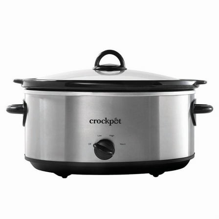 7qt Manual Slow Cooker - Stainless Steel: Original Slow Cooker, Removable Stoneware, Stay-Cool Handles, 270W