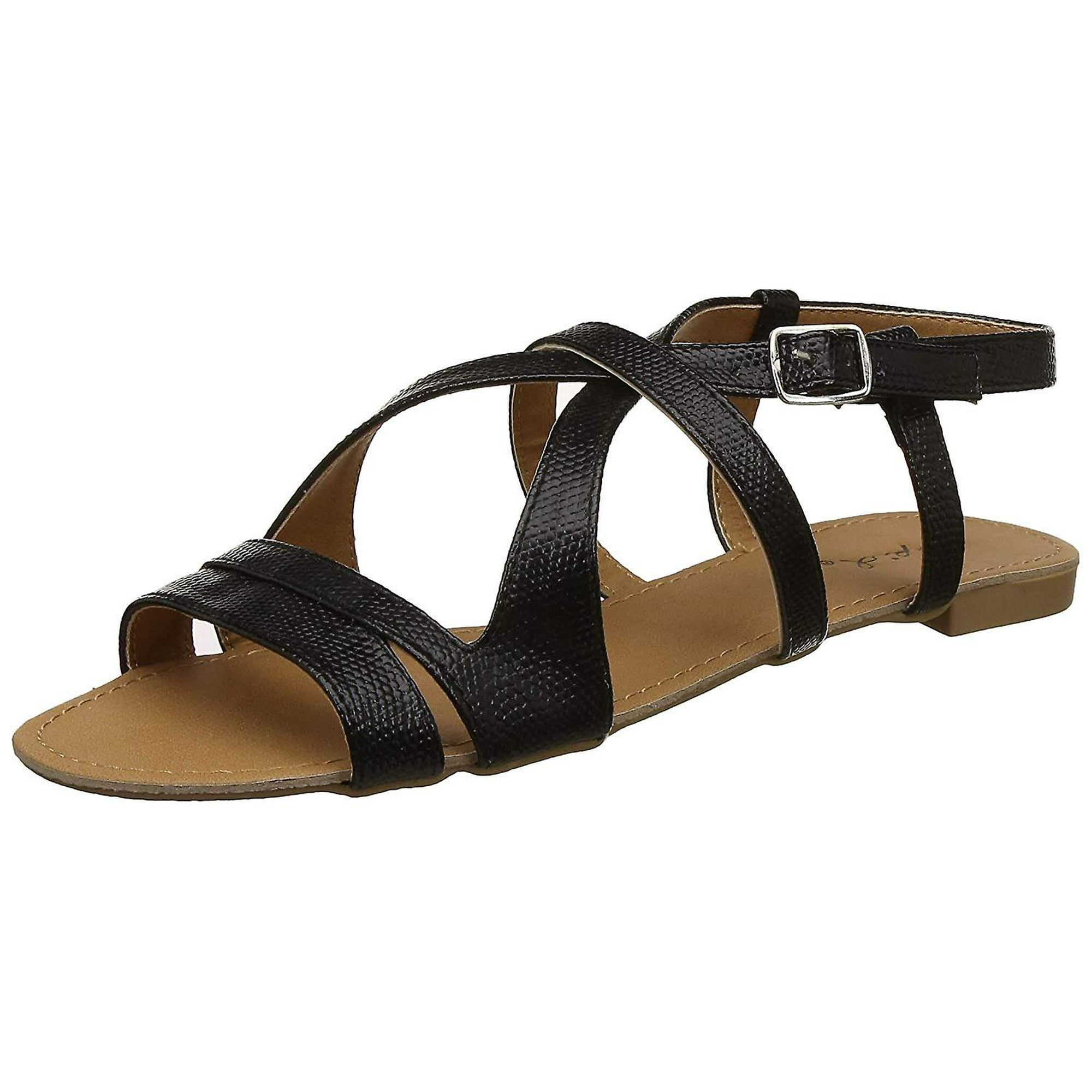 Qupid Womens britt-09A Open Toe Casual Slide Sandals Black Size