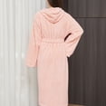 thumbnail image 7 of Bxsruta Womens Plush Hooded Robe Soft Fleece Bathrobe Long Loungewear with Pockets and Belt, 7 of 7