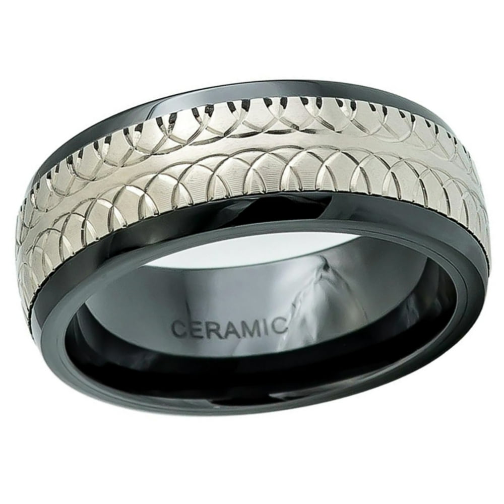 Pristine J Men Women Ceramic Wedding Band Ring 8mm