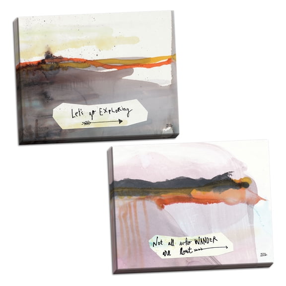 Gango Home Decor Contemporary Explore I & II by Melissa Averinos (Ready to Hang); Two 14x11in Hand-Stretched Canvases