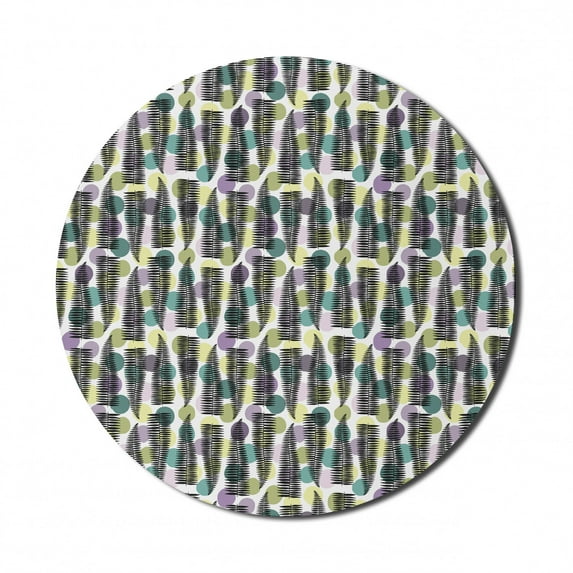 Leaves Mouse Pad for Computers, Ornate Polka Dotted Pattern with Monochrome Tropical Spring Foliage Illustration, Round Non-Slip Thick Rubber Modern Mousepad, 8" Round, Multicolor, by Ambesonne