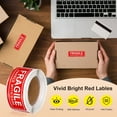 thumbnail image 3 of Topbathy 150pcs Fragile Handle with Care Warning Sticker for DIY Use Red Paper Label High Adhesive for Cartons Drums Pallets 2.75x4.5in, 3 of 6