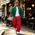 thumbnail image 2 of Leidass Men's Baggy Sweatpants Fleece Wide Leg Lounge Sweat Pants Drawstring Waist Jogging Pants with Pockets Red XL, 2 of 7