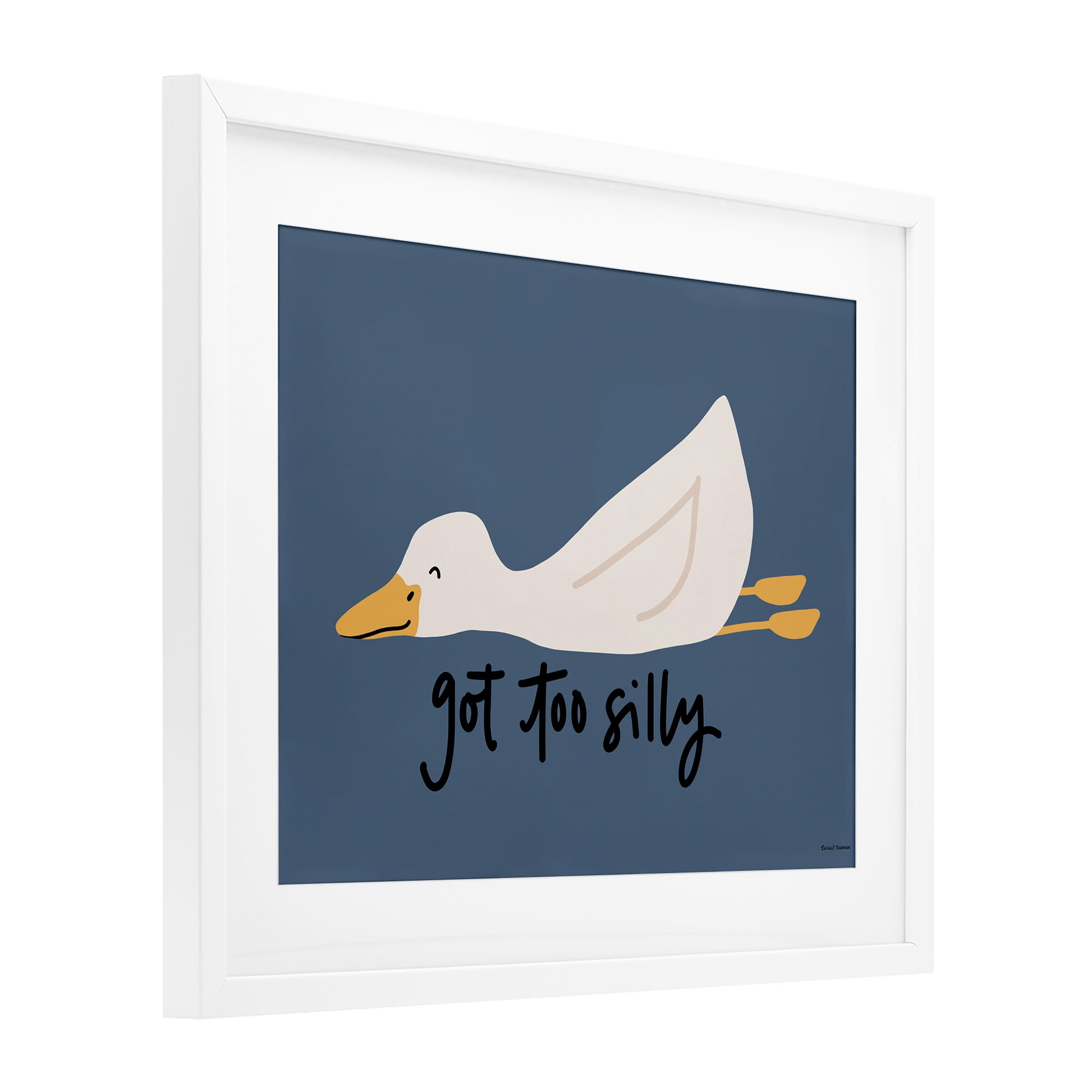 Stupell Industries Got Too Silly Duck White Framed Print Under Glass, design by Rachel Nieman