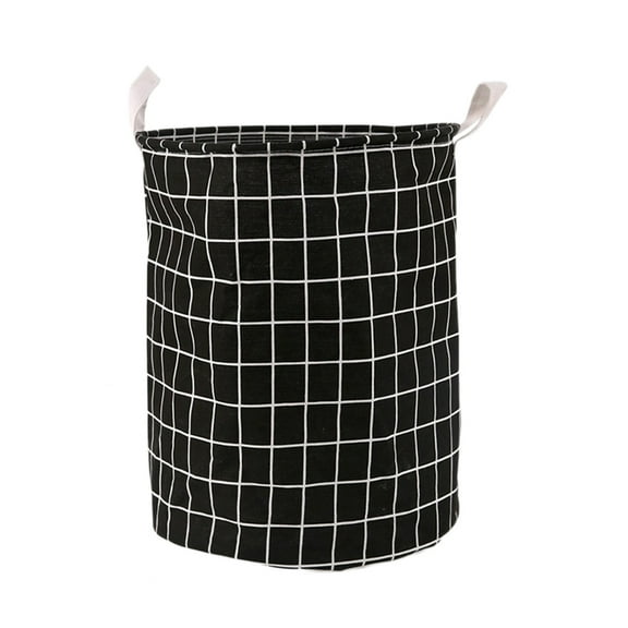 SIYTUAU Foldable Round Laundry Hamper Storage Basket For Clothes And Toys Black Flax Fabric 19.7X15.7 Inches Room Decor For Boys And Girls Portable Hamper Bin Extra Large Capacity Black