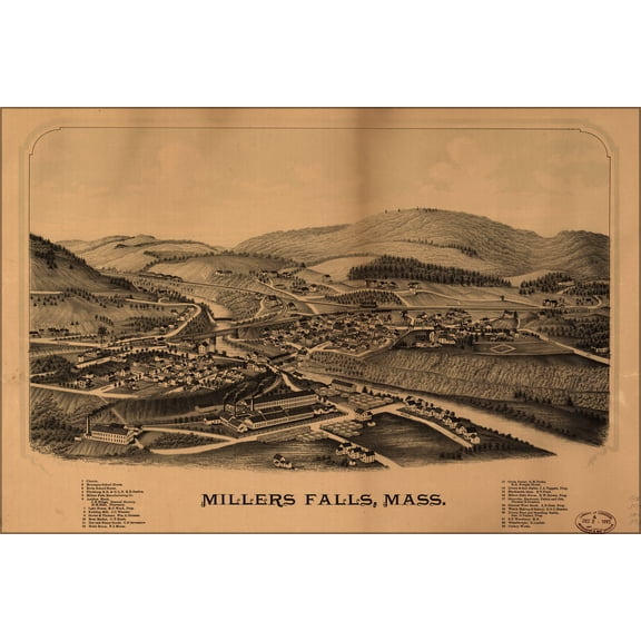 24"x36" Gallery Poster, map of Millers Falls, Mass