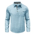 thumbnail image 5 of LONKITO Mens Polo Shirts Cotton Linen Long Sleeve Pullover Shirts with Pockets for Casual Business Work, 5 of 7