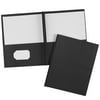 Two Pocket Folders with 3 Prong Fasteners, 25 Black Folders (47978)