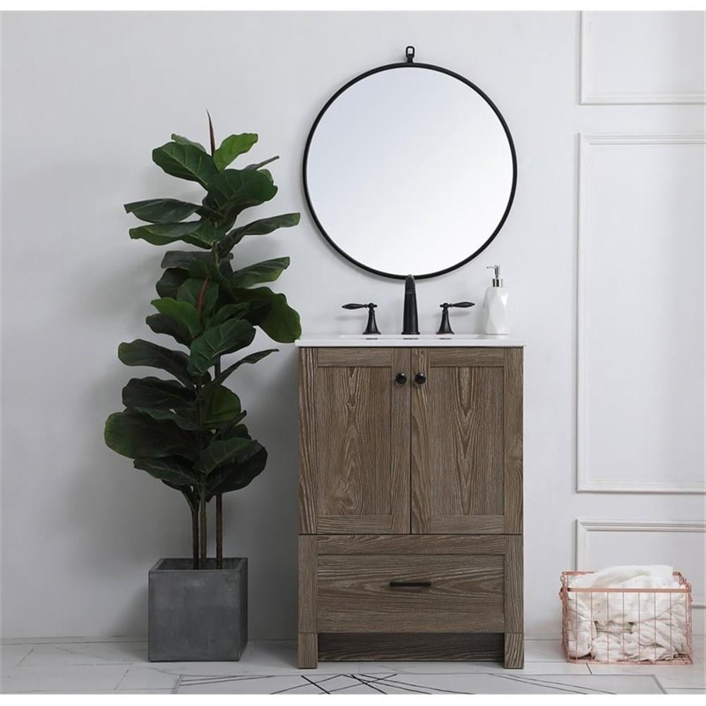 Elegant Kitchen and Bath 24 inch Single Bathroom Vanity in Weathered oak