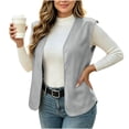 thumbnail image 3 of Feancey Womens Sleeveless Cardigans Lightweight V Neck Open Front Cardigan Vest Curved Hem Solid Color Waistcoat Dressy Casual Layering Vests for Daily Office Wear Gray M, 3 of 6