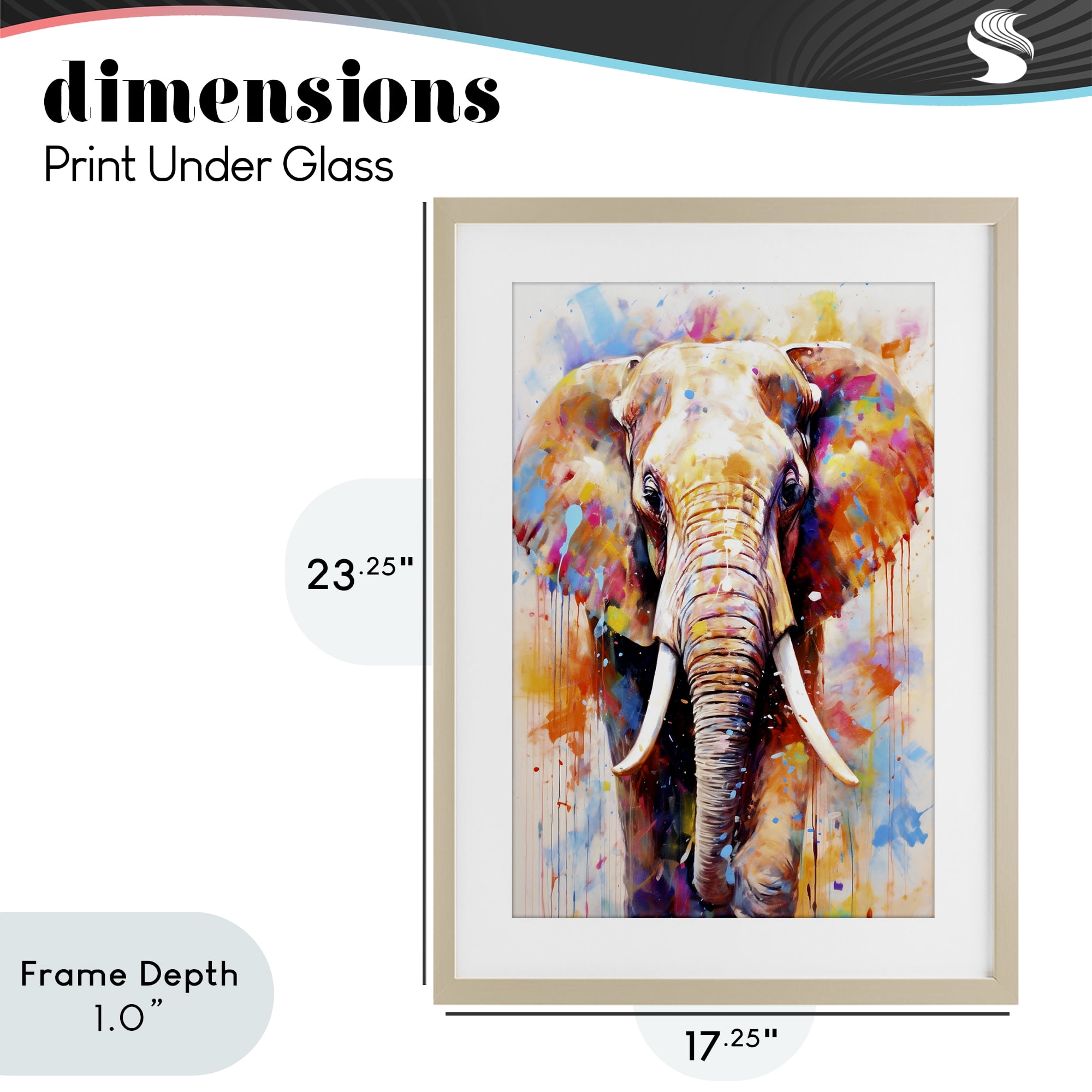 Stupell Industries Wild Elephant Bull Birch Framed Print Under Glass, design by Ray Powers