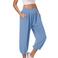 thumbnail image 2 of vigerkar Capri Pants for Women Casual Capris Summer Loose High Waist Wide Leg Yoga Pant with Pocket Lounge Wear (Blue, L), 2 of 8