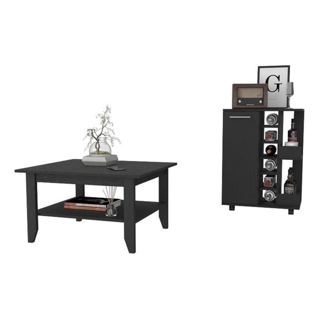 FM FURNITURE Payson Ensemble de Salon 2 Pcs Bois d'Ingénierie Noir