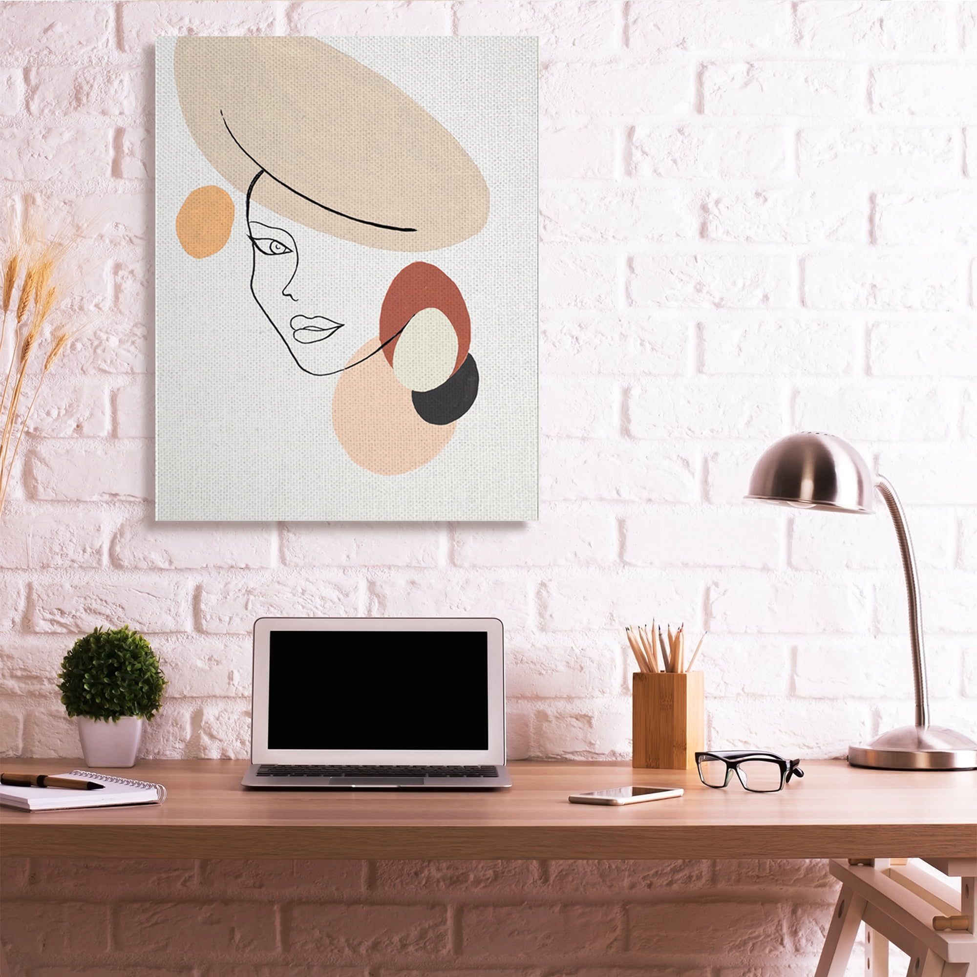 Stupell Industries Fashion Female Portrait Terracotta Abstract Shapes Abstract Painting Gallery Wrapped Canvas Art Print Wall Art, 36 x 48