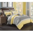 thumbnail image 2 of Chic Home Falcon 8 Piece Comforter Bed in a Bag Hotel Collection Striped Patchwork Banding Color Block Design Complete Bedding Set – Sheets Decorative Pillows Shams Included, Twin Yellow, 2 of 2