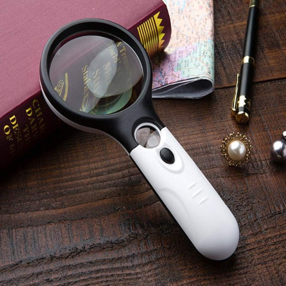 3X 45X Handheld Reading Magnifier Illuminated With 2 LED Microscope Lens  Jewelry Magnifying Reading Glass Repair Tool – the best products in the  Joom Geek online store