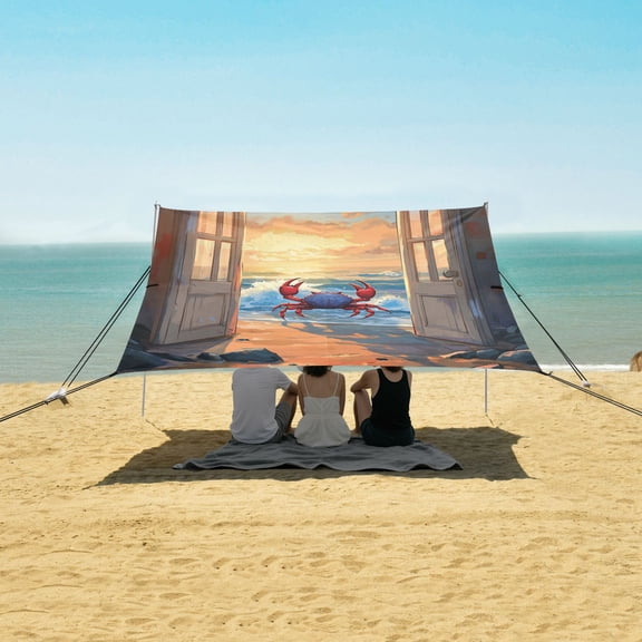 Wobogo Dashing Hairy Crab Beach Tent Camping Sun Shelter 110 x 125in UPF50  Outdoor Shade for Trips Fishing Picnics