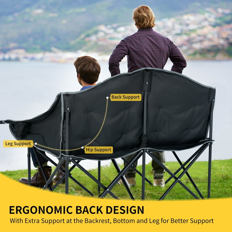 ABORON Giant Portable Camping Chair, Padded, Foldable with Cup