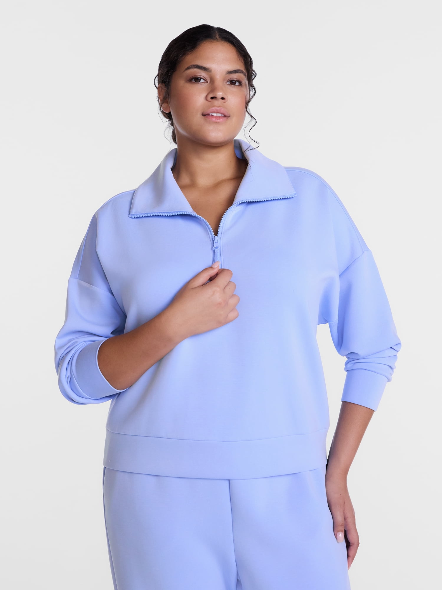 Avia Women's and Women's Plus Quarter-Zip ScubaKnit Pullover, Sizes XS-4X