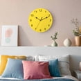 thumbnail image 3 of Wall Clock Bright Yellow Clocks PVC Silent Non-Ticking Battery Operated Decorative Solid Color Round Clock for Home Living Room Kitchen Bedroom Office School Wall Decor 14 Inch, 3 of 9