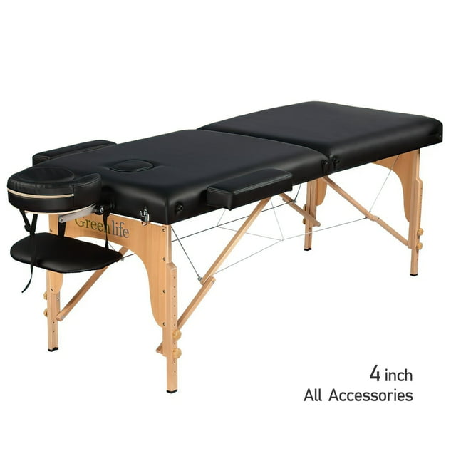 GreenLife® Table de Massage Portable en Bois Confortable Super Stable de 4 Pouces à 2 Sections - MTW122