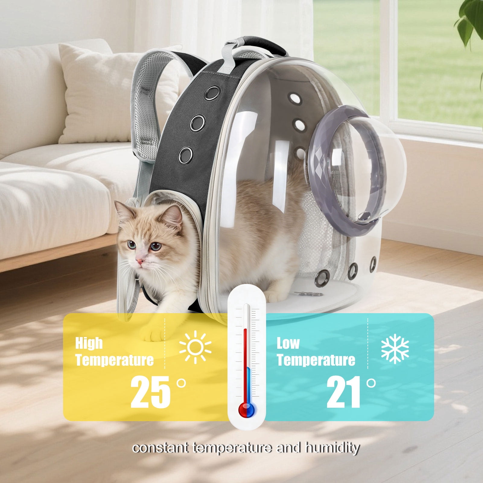 Pet Carrier Backpack for Cat Bunny Small Puppy, Clear Bubble Window and Dome with Extra Soft Pillow, 12 lb Limit