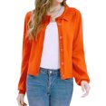 thumbnail image 2 of Diconna Women's Long Sleeve Button Cardigan Sweater Lapel Cable Knit Short Sweater Jacket, 2 of 6
