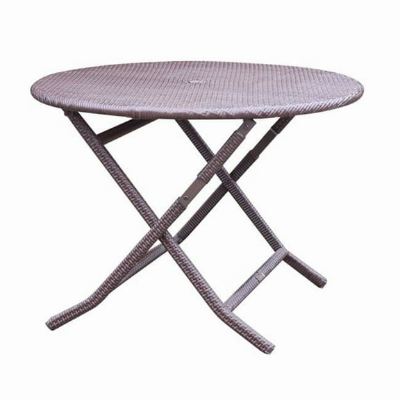 Jeco W00501-RT Cafe Round Folding Wicker Table
