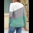 thumbnail image 4 of Blusas de Bloque de Color para Mujer, Estilo Túnica Informal de Larga con Cuello Redondo, Tipo Jersey. y Verde M, 4 of 8