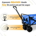 thumbnail image 3 of Wagons Carts Foldable for All Terrain, Portable Beach Wagon with Adjustable Handle, 220LBS Capacity Grocery Shopping Cart with Wheels for Sand, Lawn, Blue, 3 of 5