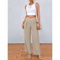 thumbnail image 5 of Womens Casual Solid Color Straight Leg Dress Pants Commute Work Trousers Khaki S, 5 of 9