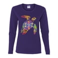 thumbnail image 2 of Colorful Rainbow Sea Turtle Animal Lover Womens Graphic Long Sleeve T-Shirt, Purple, 2XL, 2 of 3