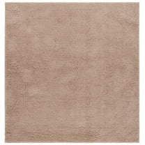 SAFAVIEH Rumi Blaire Solid Polyester Shag Area Rug, Beige, 6'7" x 6'7" Square