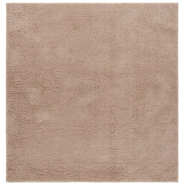 SAFAVIEH Rumi Blaire Solid Polyester Shag Area Rug, Beige, 6'7" x 6'7" Square