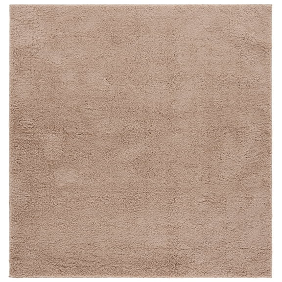 SAFAVIEH Rumi Blaire Solid Polyester Shag Area Rug, Beige, 6'7" x 6'7" Square