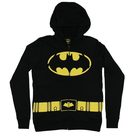 Batman (Dc Comics) Mens Hoodie - Logo With Belt Costume Front Image (Medium, Medium)