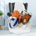thumbnail image 4 of Sports Soft Flannel Fleece Blanket, Many Different Sports Balls All Together Championship Ping Pong Volleyball Olympics, Cozy Plush for Indoor and Outdoor Use, 70" x 90", Multicolor, by Ambesonne, 4 of 5