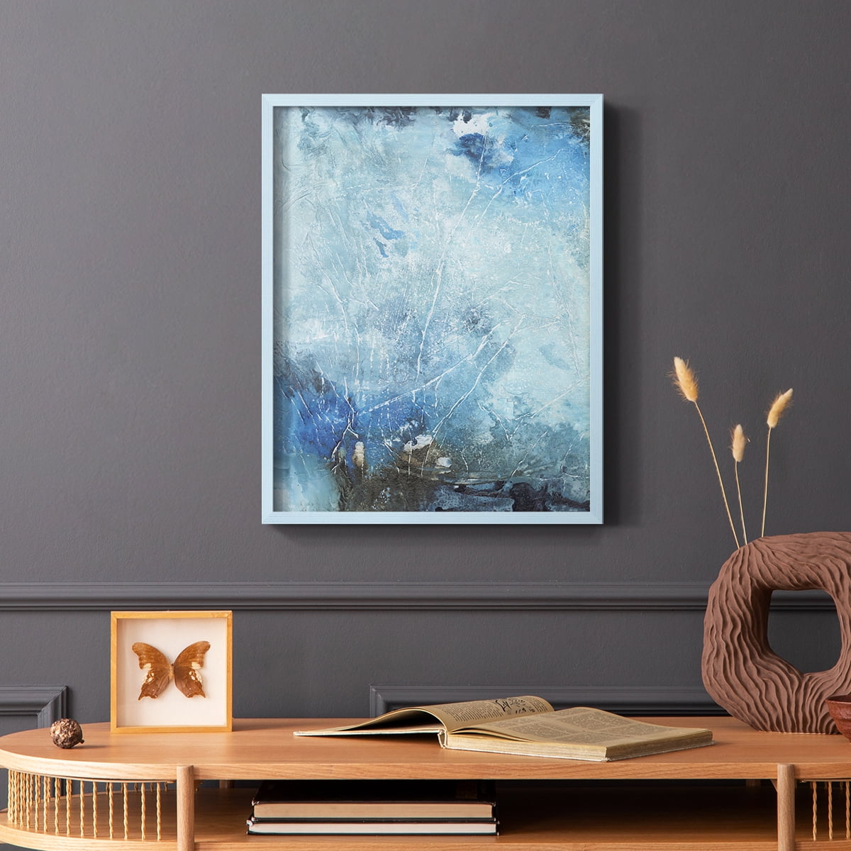 Coastal Seas III Framed Print in Blue Solid Wood Framed Print No Nail Hanging