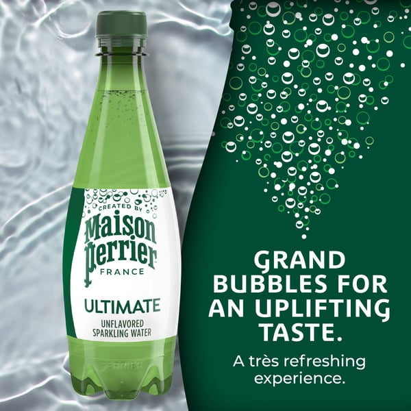 Maison Perrier Ultimate Sparkling Water – 16.9 fl oz Bottles (Pack of 24) – Unflavored, Zero Calories, Bottled in France