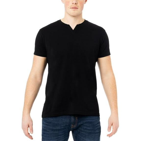 X RAY JEANS Mens Basic V-Notch Neck Short Sleeve T-Shirt, Black, S
