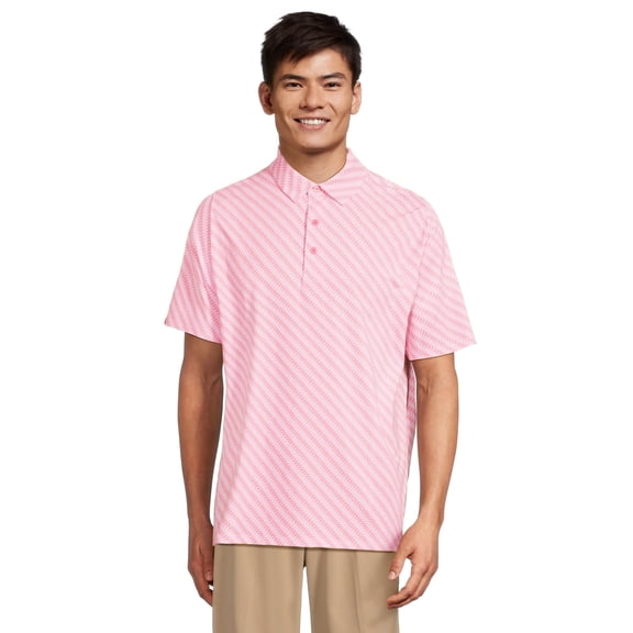 Callaway mens  Chevron Twill Print Polo Shirt, XXL, Pink