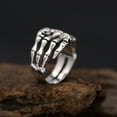 thumbnail image 2 of Silver Skull And Crossbones Ring Vintage Thai Design Geometric Ghost Claw Band For Men Jewelry For Everyday Style, 2 of 2