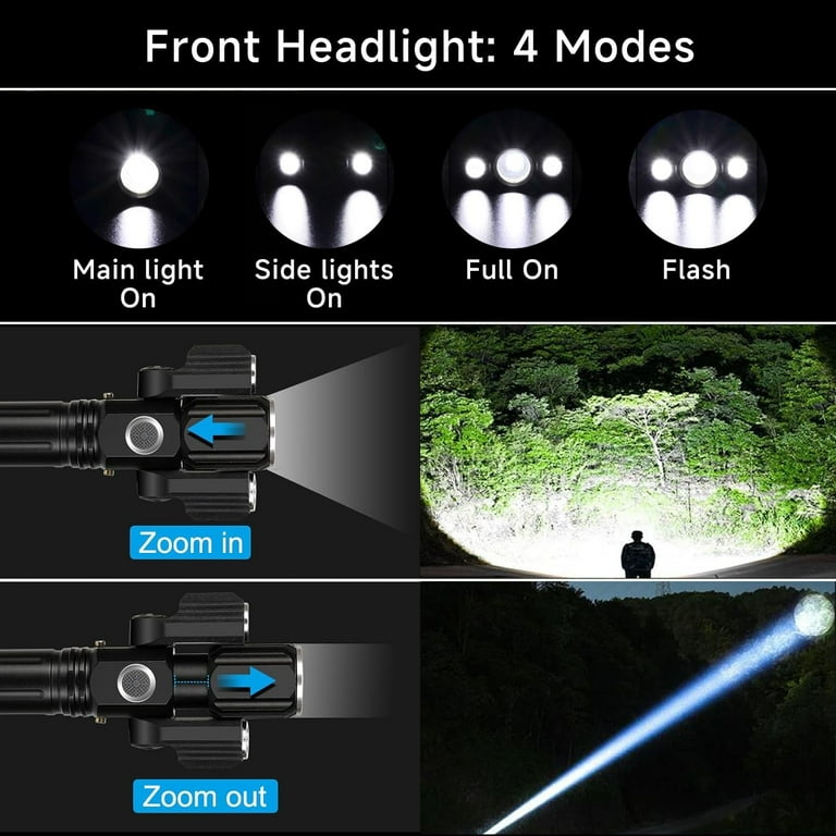 MUSICOZY 10000LM Rechargeable Bike Light Set, 4+4 Modes, IPX6