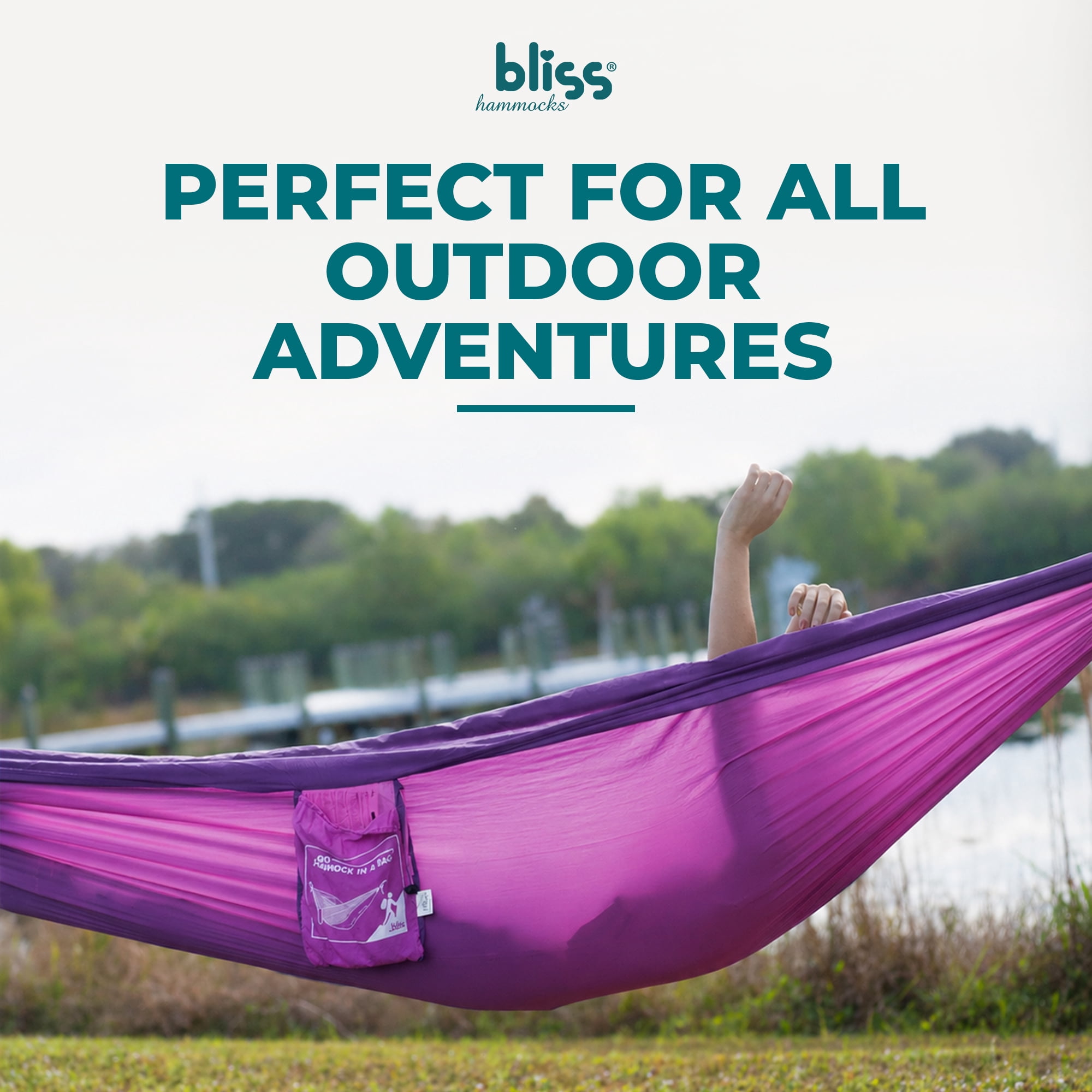 Bliss Hammocks Hammock in a Bag with Carabiner Hooks and Tree Straps, Pink Purple
