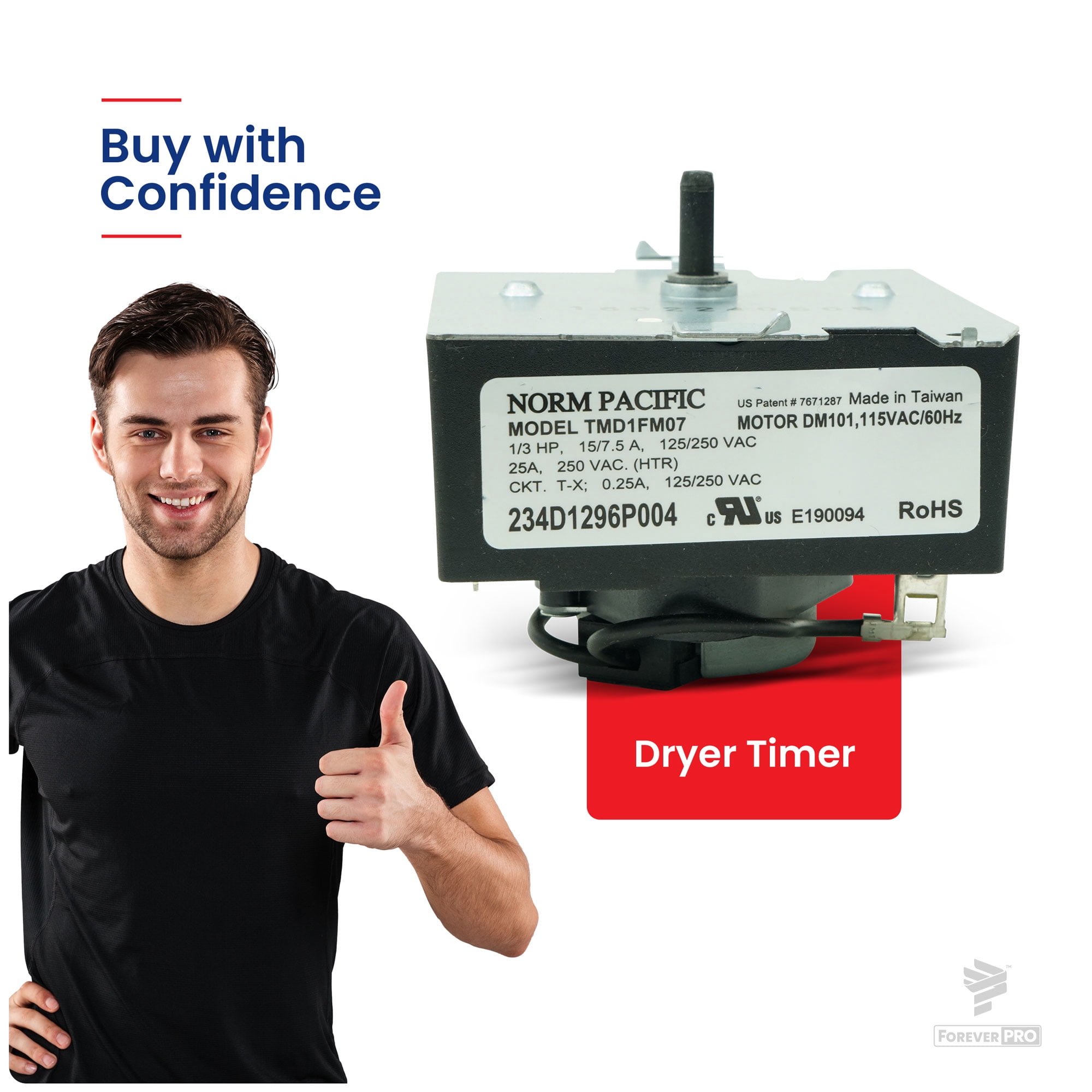 ForeverPRO WE4M532 Timer for GE Dryer WE04M0532 WE4M362 WE4M532-24PK