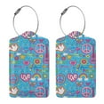 thumbnail image 3 of Disketp 4 Pcs Luggage Tag For Suitcase,Peace Love And Dove Flower Power Leather Baggage Tag With Stainless Steel Loop Privacy Cover For Women Men Girls, 3 of 5