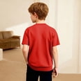 thumbnail image 7 of Ceisia Boys Waffle Knit Casual Short Sleeve Round Neck Top Solid Color Breathable Soft Summer T-Shirt Red 5 Years Gifts for Father, 7 of 7