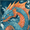 Dragon, variant on Colorful Blue Orange Lizard Canvas Print Wall Art Home Decor for Living Room Bedroom Office Dining Room