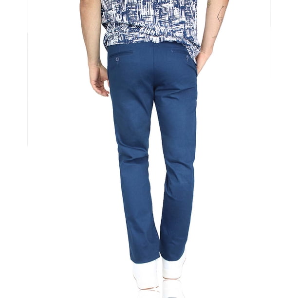 Pantalón Corte Regular Color Azul Plúmbago De Algodón Para Caballero